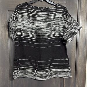 NWOT Eileen Fisher Black & White Striped Blouse,  Small,  Linen, Cotton, Sheer.